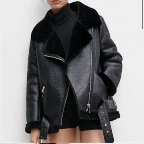 Zara Faux Leather Jacket with Lining - Picture 1 of 1